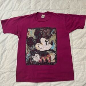 Vintage 90's Disney Mickey Maroon Mickey Mouse T Shirt. Size Adult Medium